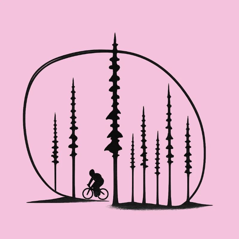 Waldpfad Radler Silhouette geschenkidee Freunde 