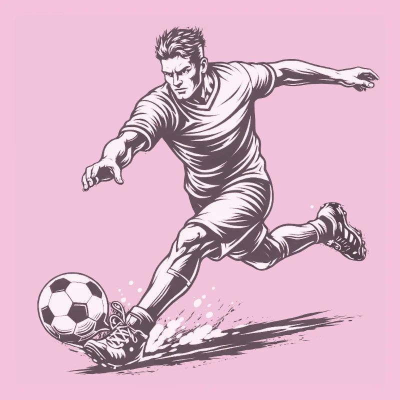 Dynamischer Fußballer im Comic Stil