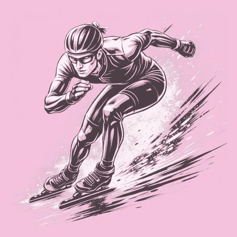 Speed skaters in full dynamics
