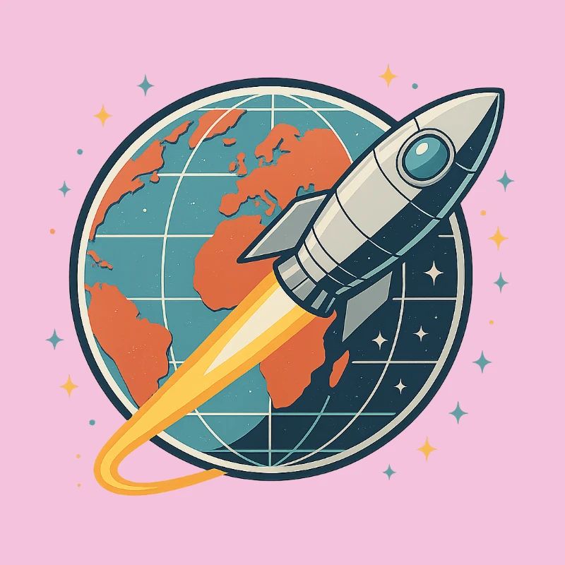 Rocket launch over globe