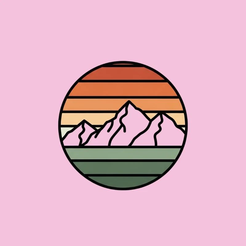 Sonnenuntergangsberge Retro Kreis