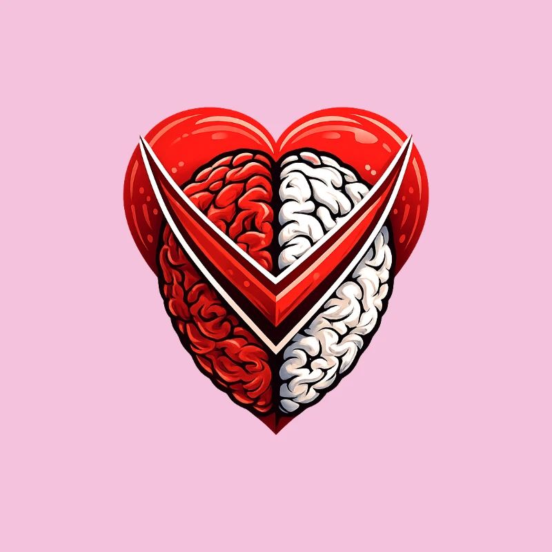 Split Heart Brain Emblem