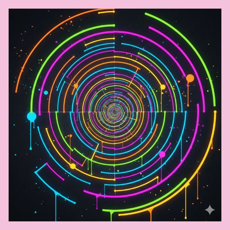 Jeu de couleurs en spirale de cercle néon