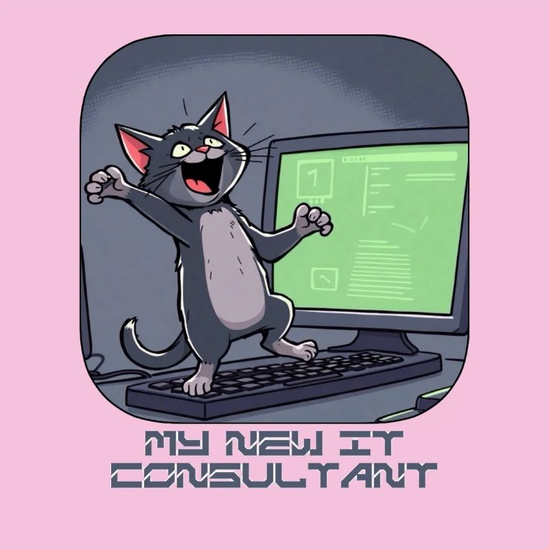IT cat at the computer