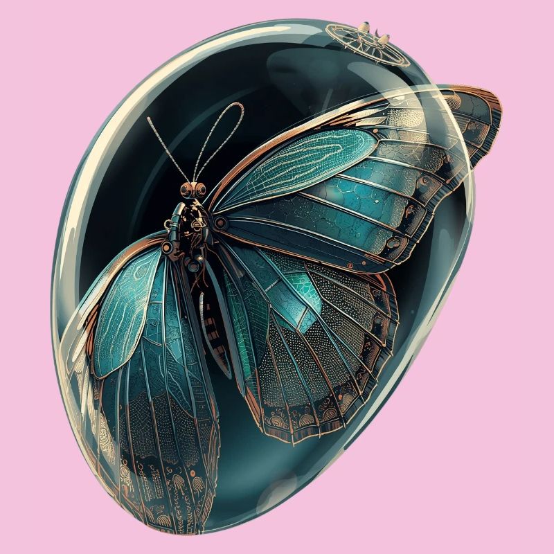 Papillon en Bulle Teal