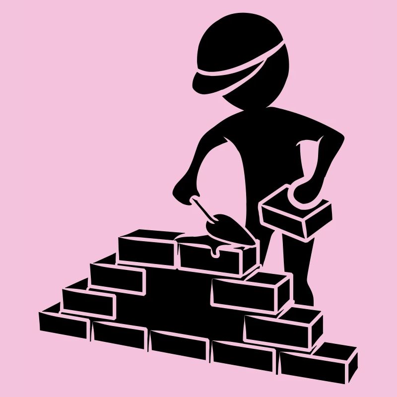 Ouvriers du bâtiment avec maçonnique, mortier et mur