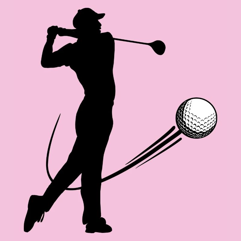 Golf player hits ball shadow