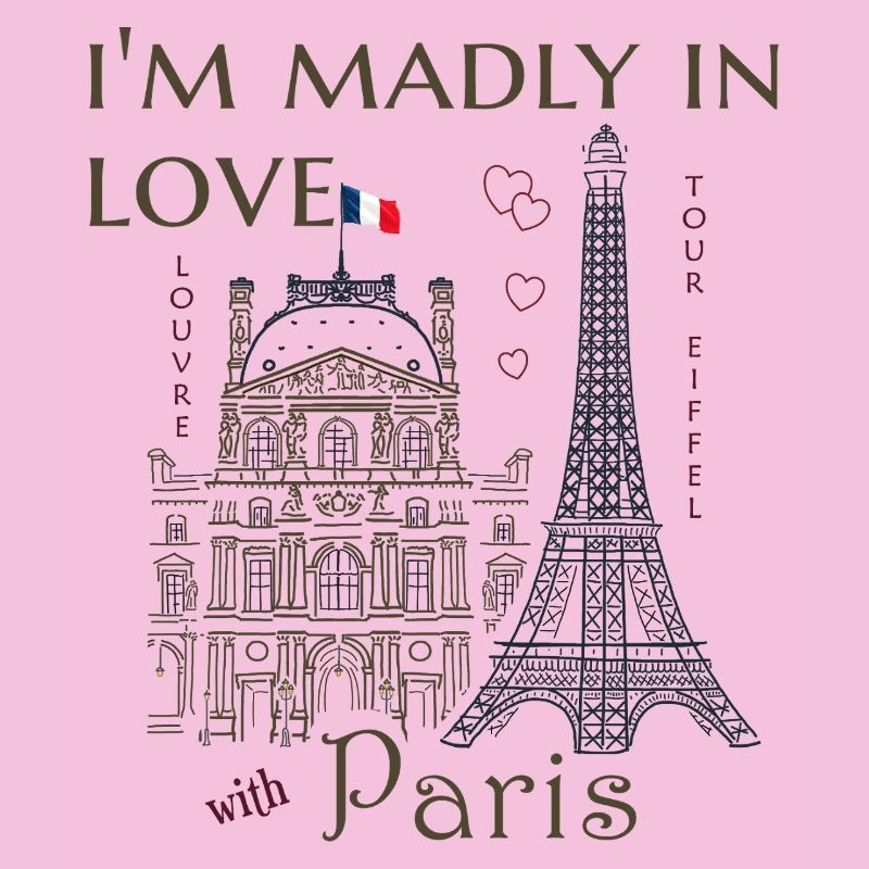 Paris, Louvre und Eiffelturm handgezeichnet Liebe