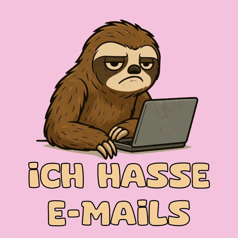 Lässiger Faultier-Design mit E-Mail-Sarkasmus
