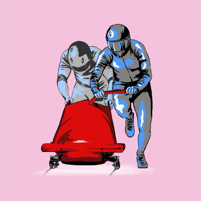 Bobsledder pushing at the start