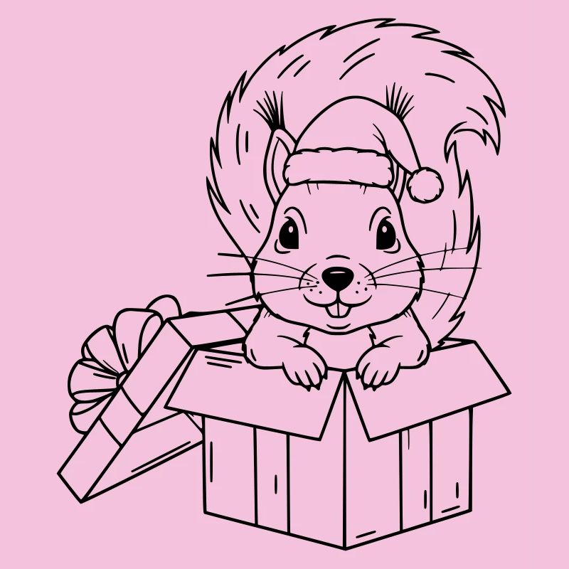 Süßes Weihnachts-Eichhörnchen in Geschenkbox