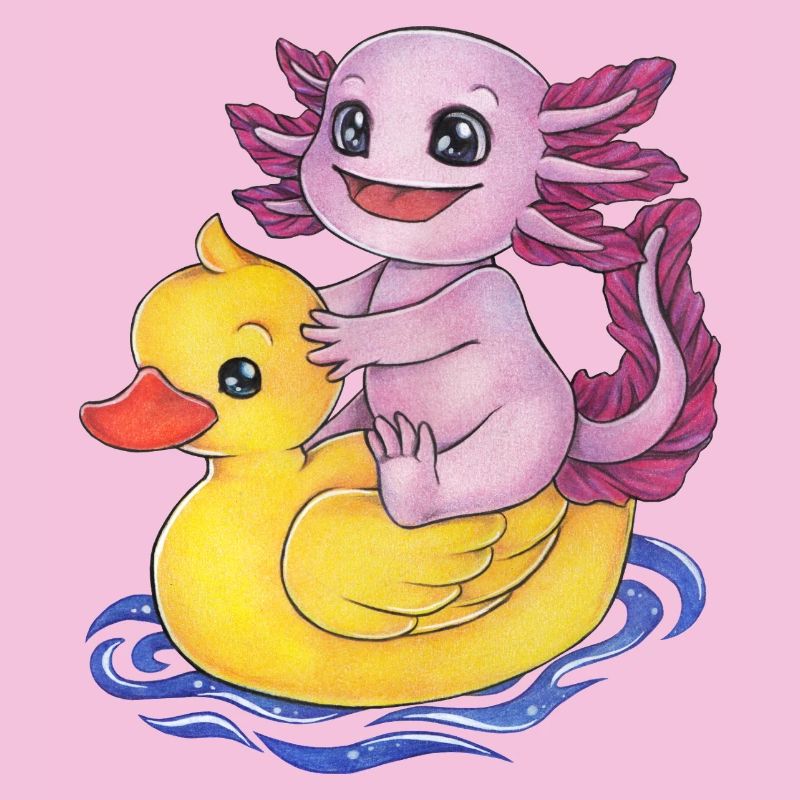 Cute Axolotl with Rubber Duck Funny