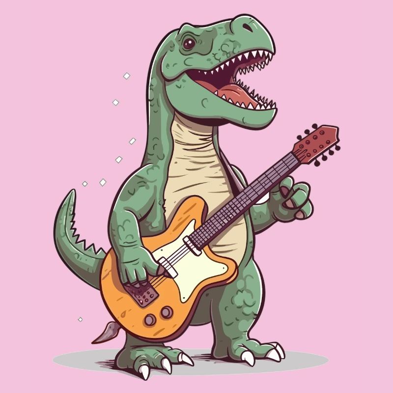 Dinosaur with guitar for musicians