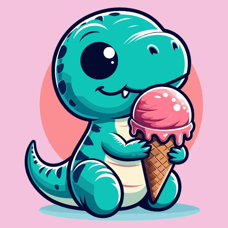 Süßer T-Rex mit Eis Dinosaurier Geschenk
