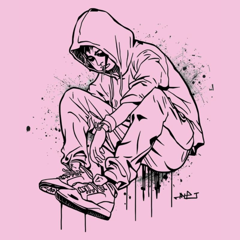 Silhouette Kapuzenpullover Graffiti