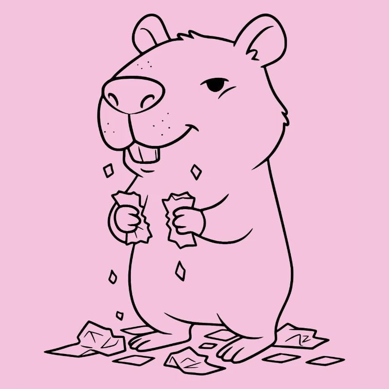 Capybara mange ses devoirs