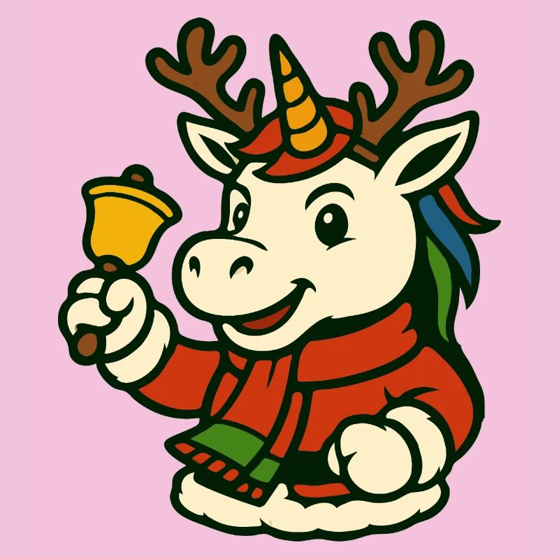 Weihnachtseinhorn mit Glocken-Maskottchen-Kunst