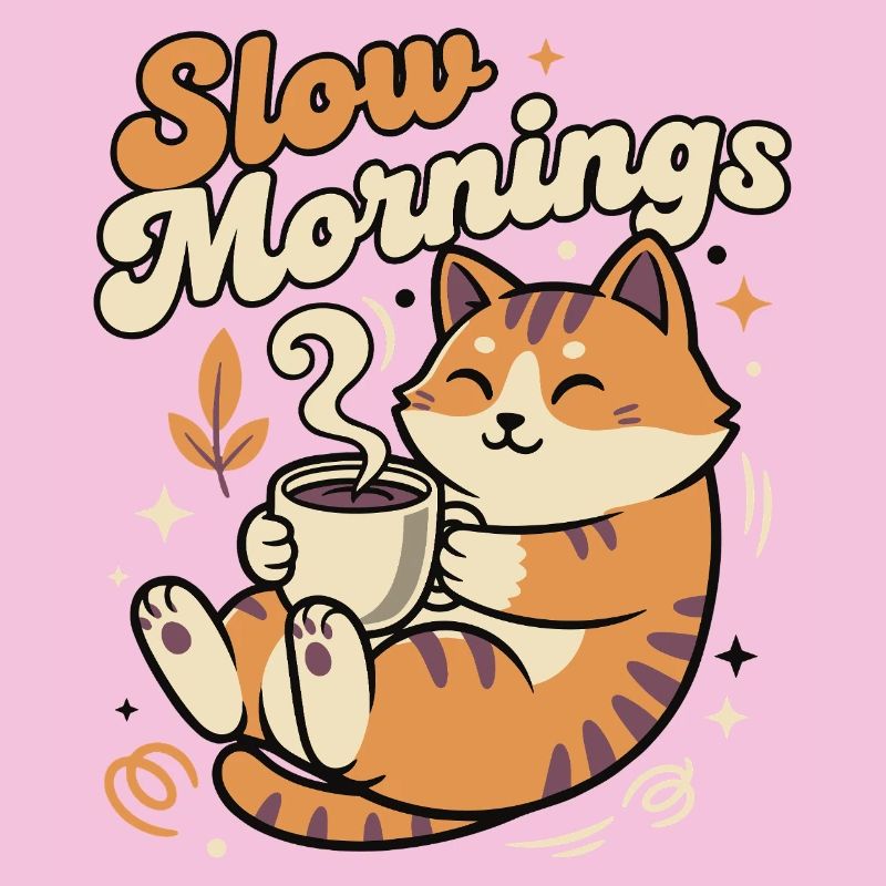 Langsame Morgenkatze mit Kaffee