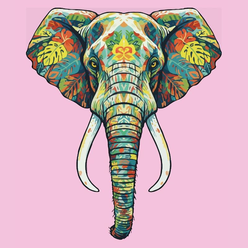 Éléphant fleur coloré
