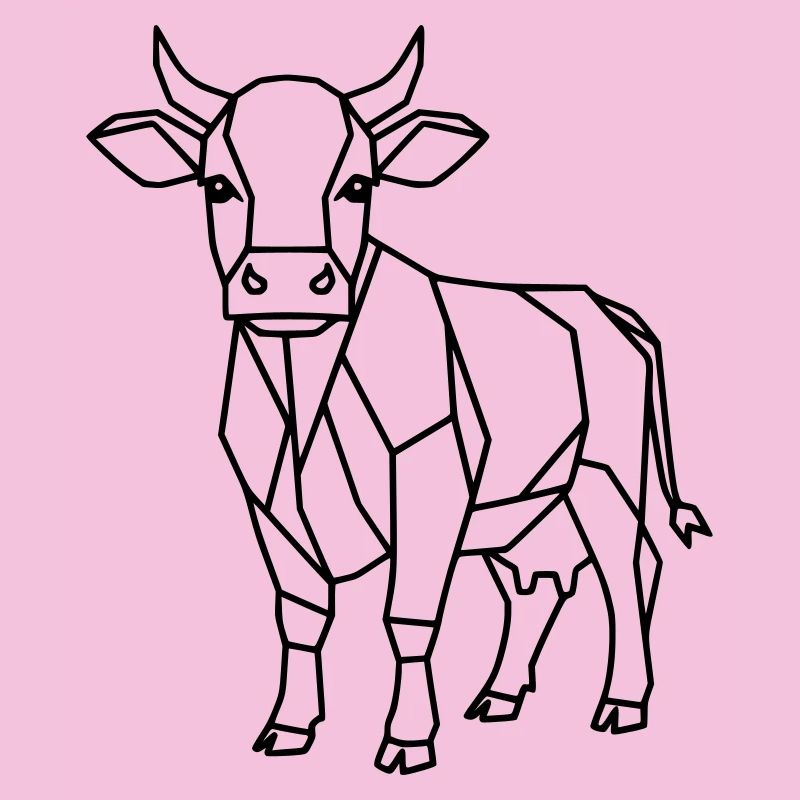 Geometric Cow Low Poly Outline