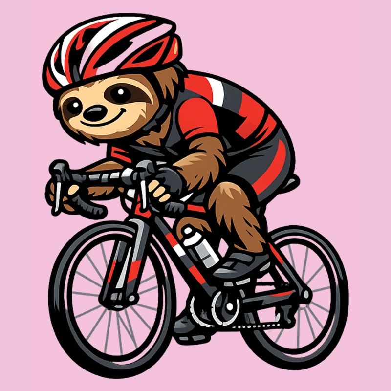 Rennrad-Sloth mit Helm