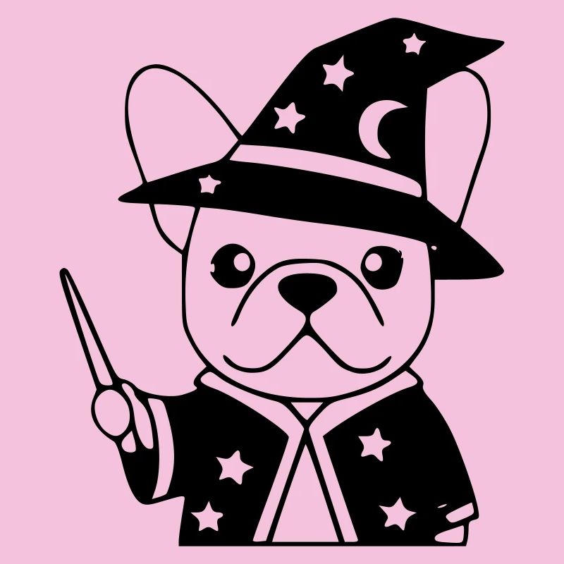 Frenchie Wizard Magic Outline