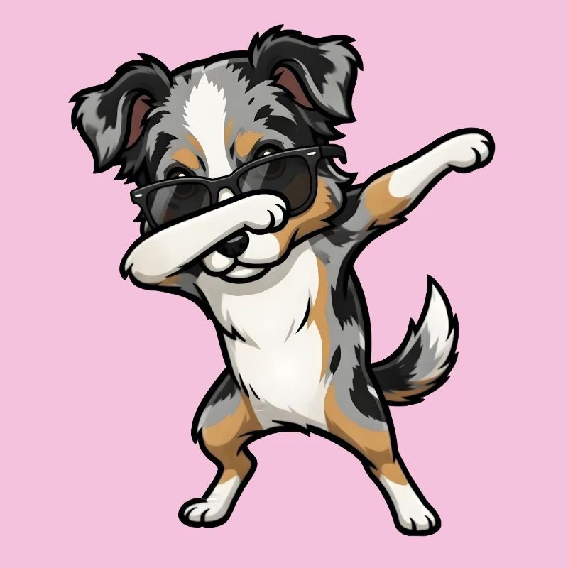 Dabbing Australian Shepherd