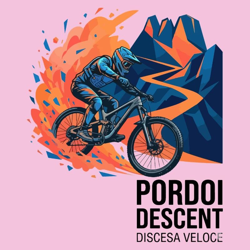 Pordoi Descent MTB Fast Action Modern Vector Art