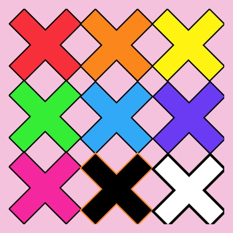 Bunte X Muster auf Schwarz Farben X