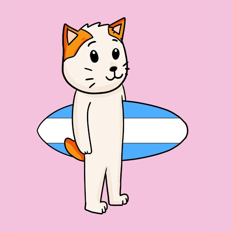 Surfboard Katze Japanese Bobtail Surfen Geschenk