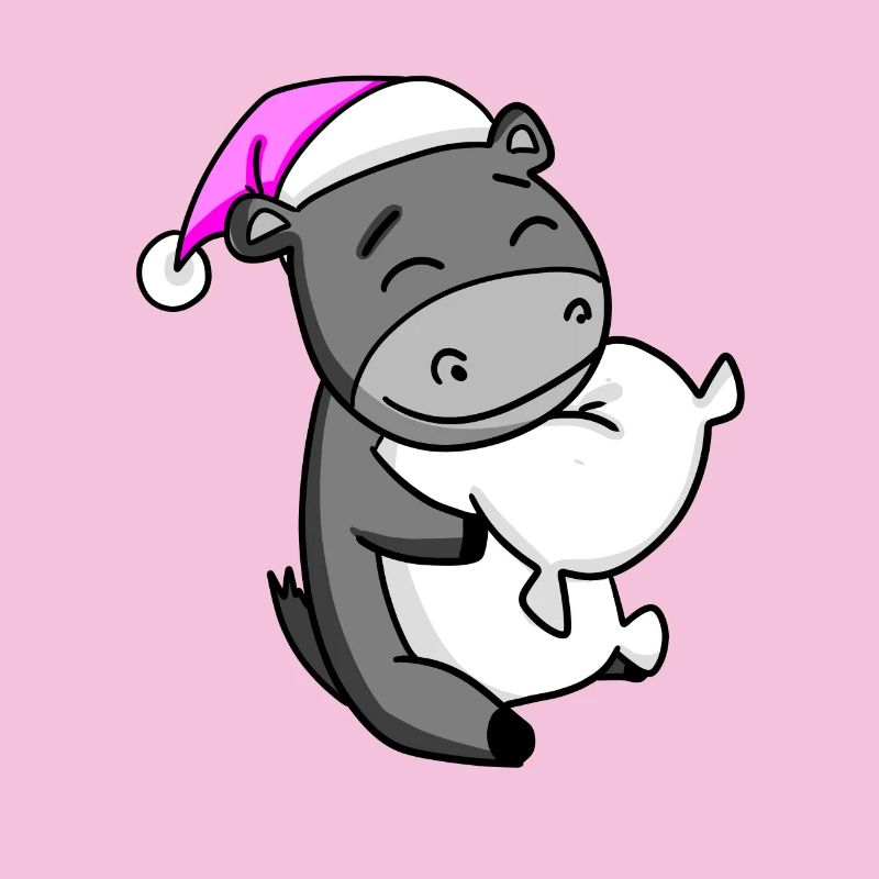 Donkey with pillow and sleeping cap