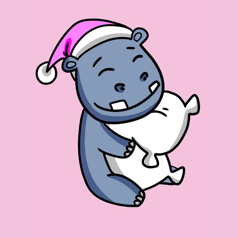 Hippopotame avec oreiller et bonnet de couchage