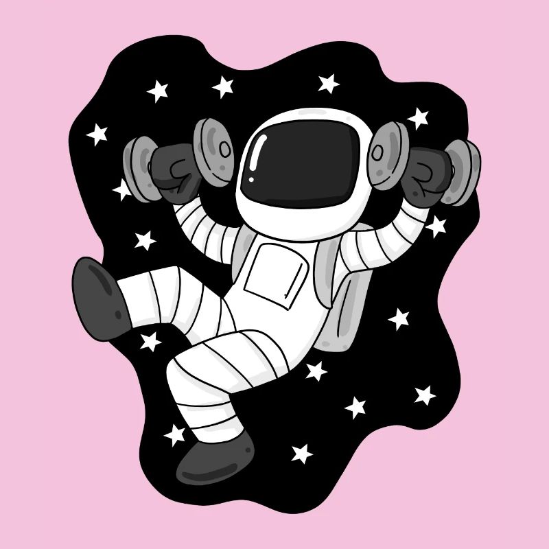 Astronaute avec des haltères dans l’espace