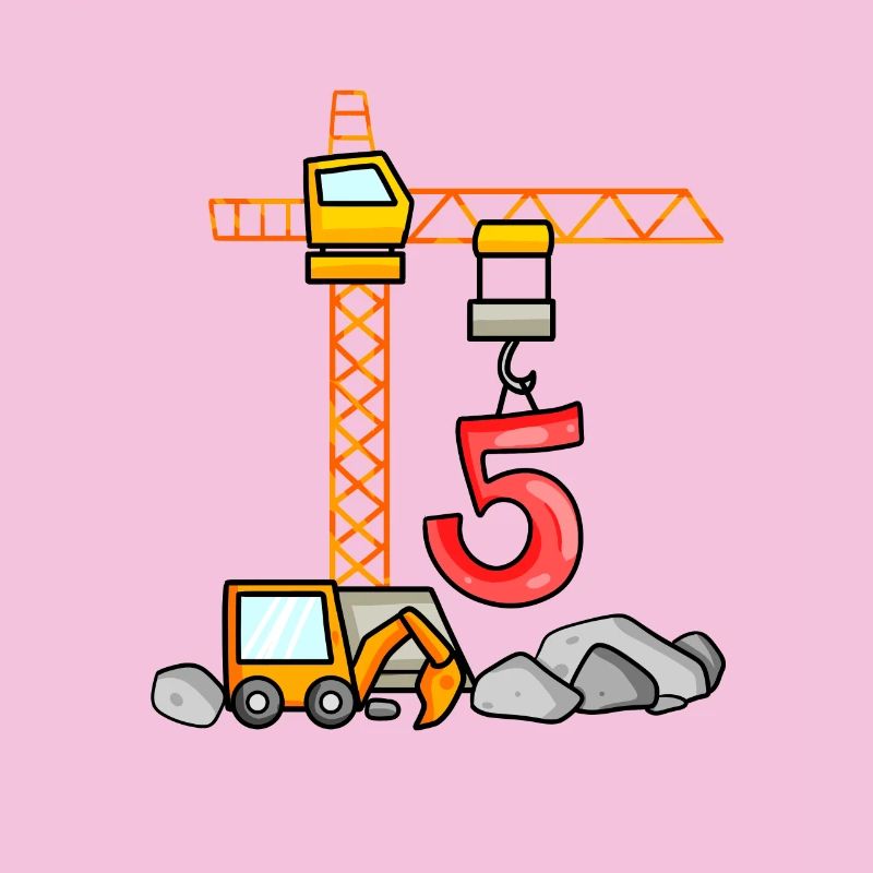 5. Geburtstag 5 Jahre Kran Baustelle Bagger Junge