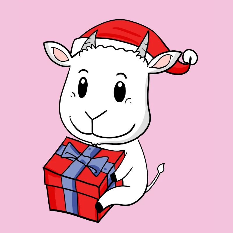 Bébé Chèvre de Noël avec cadeau