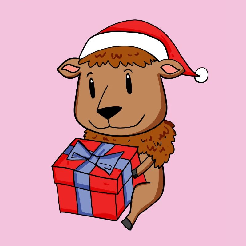 Bison de Noël Bébé avec cadeau