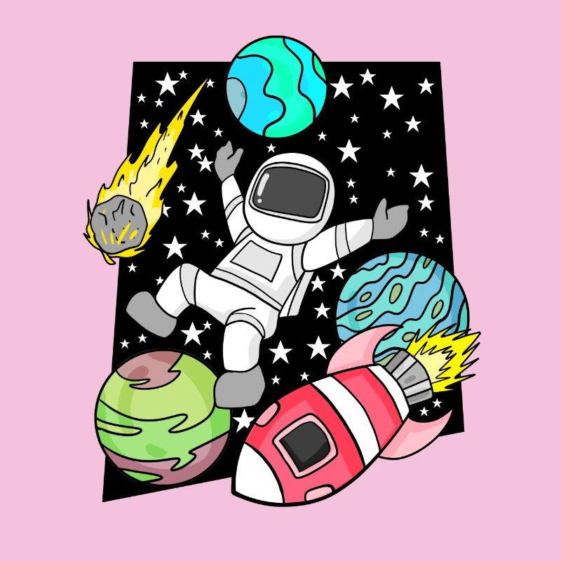 Garçon astronaute dans l’espace avec des fusées