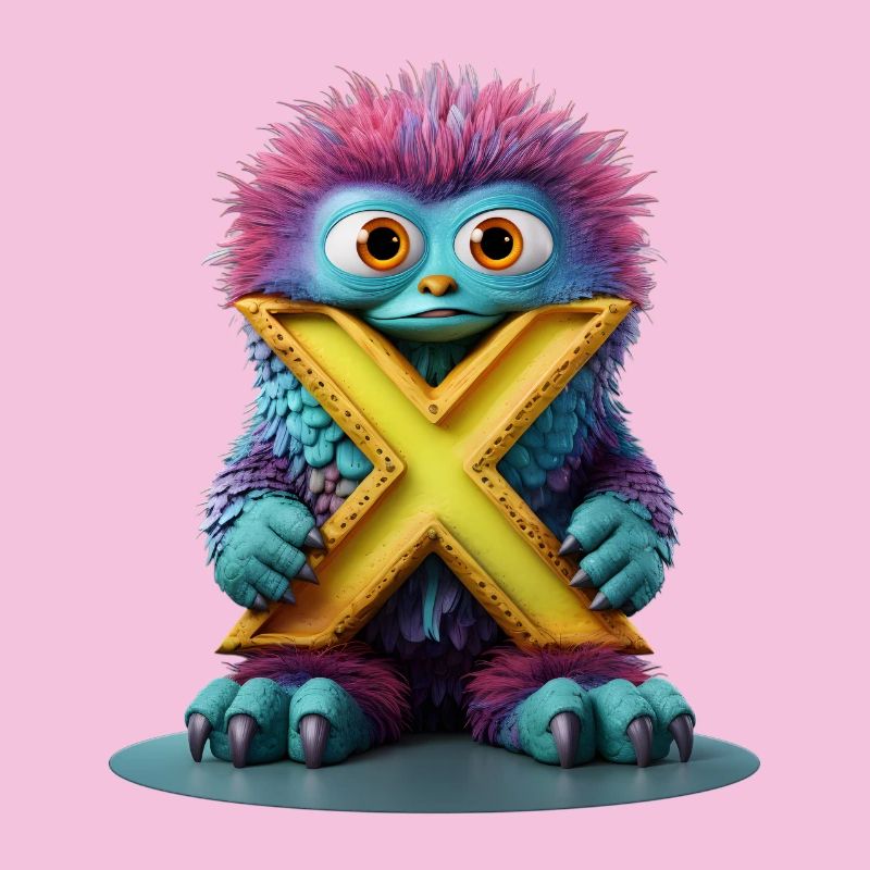 Monstre multicolore avec X
