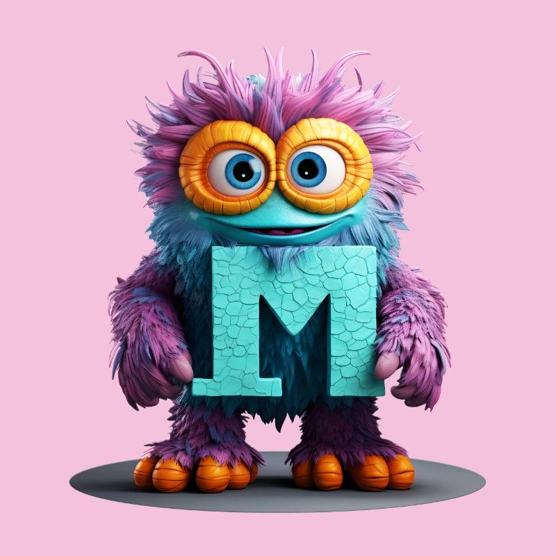 Monstre multicolore avec la lettre M