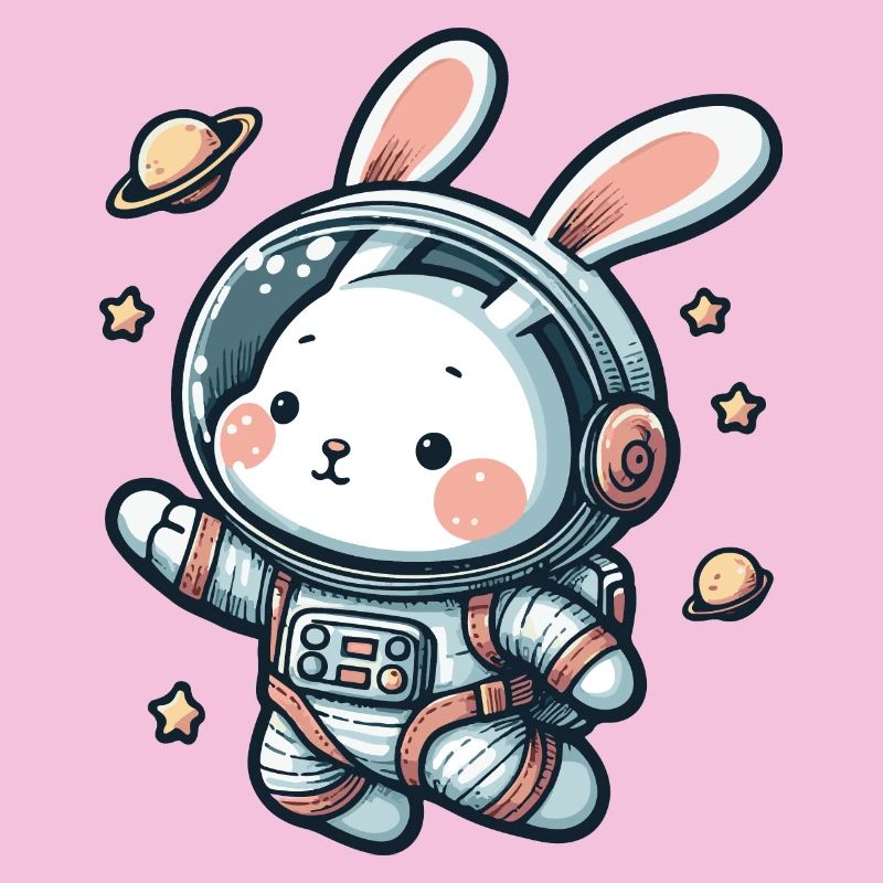 Lapin mignon, astronaute, lapin dans l’espace