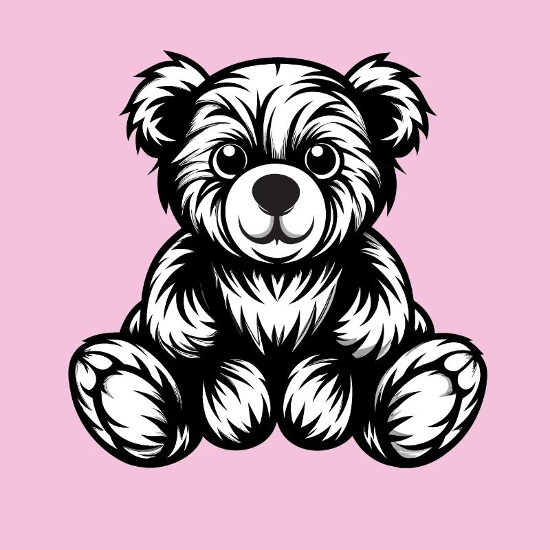 Cute Monochrome Teddy Bear Design