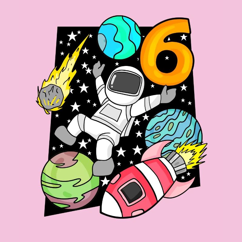 6 Geburtstag Junge Astronaut Rakete