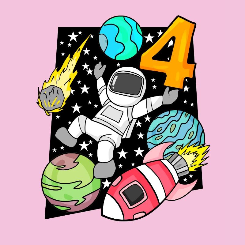 4 Geburtstag Junge Astronaut Rakete Space
