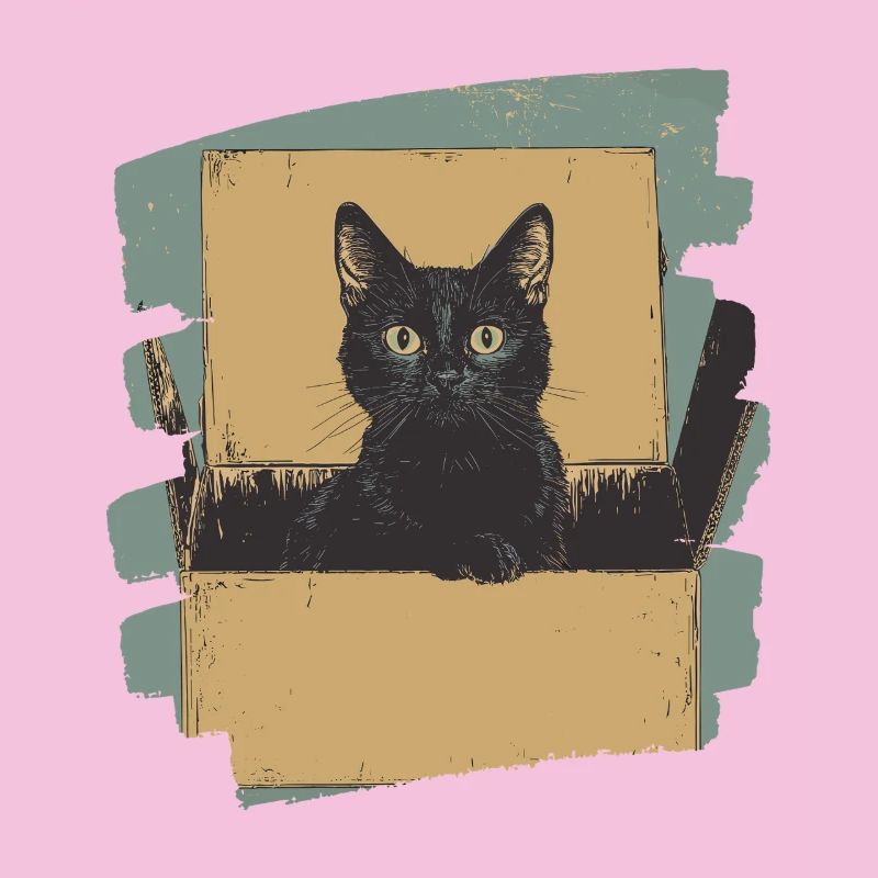Katze in Karton Box Retro