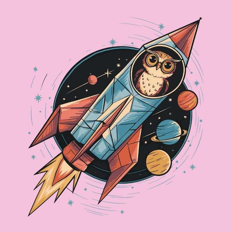 Owl in Rocket - Galactic Exploration