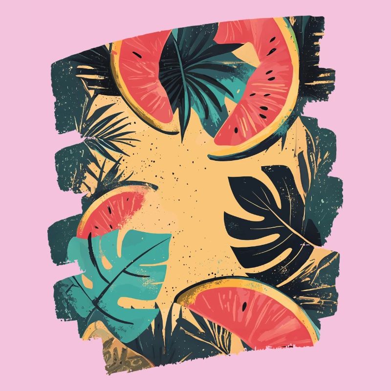 Pastèque d’été et palmiers