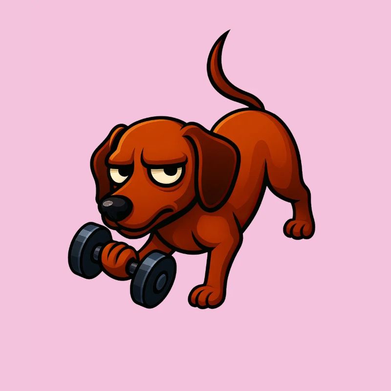 Energetic Dachshund with Dumbbell Comic Motivation