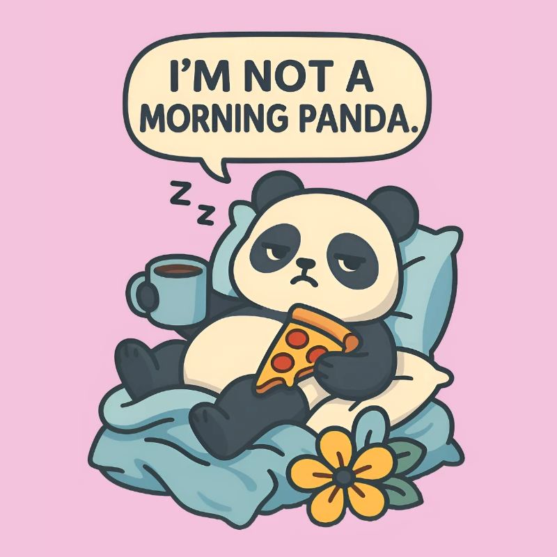 Panda relaxant avec boisson et pizza