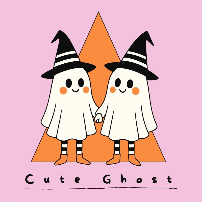 Cute Ghosts with Witch Hat Duo