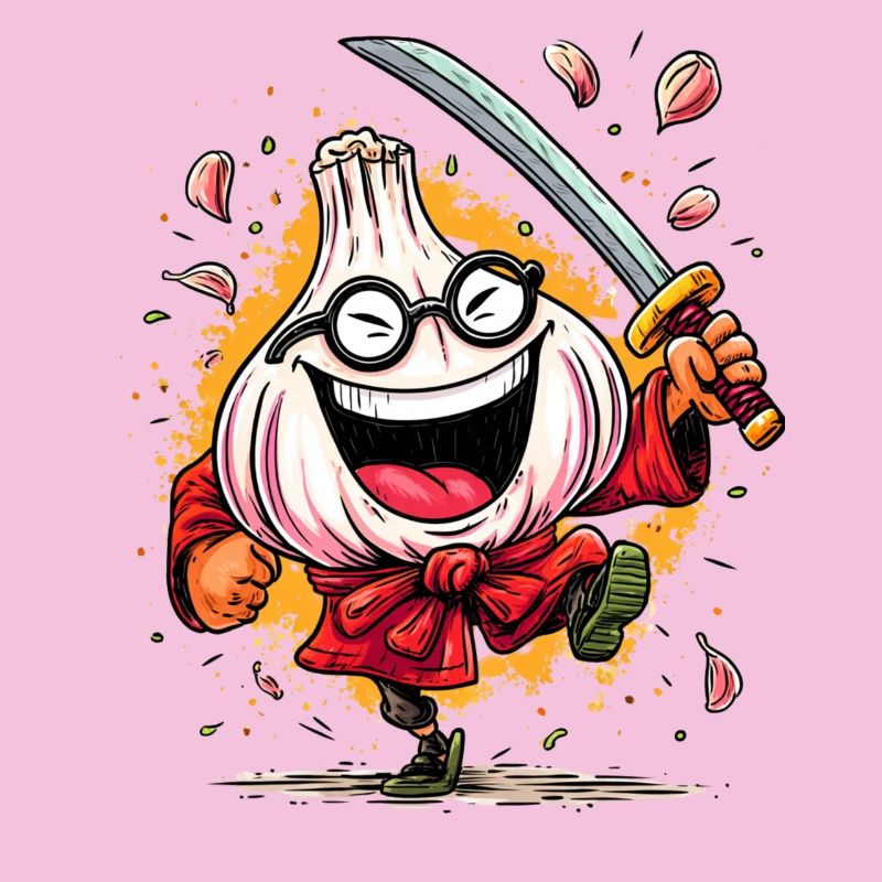 Furchtloser Knoblauch Samurai Heldencharakter